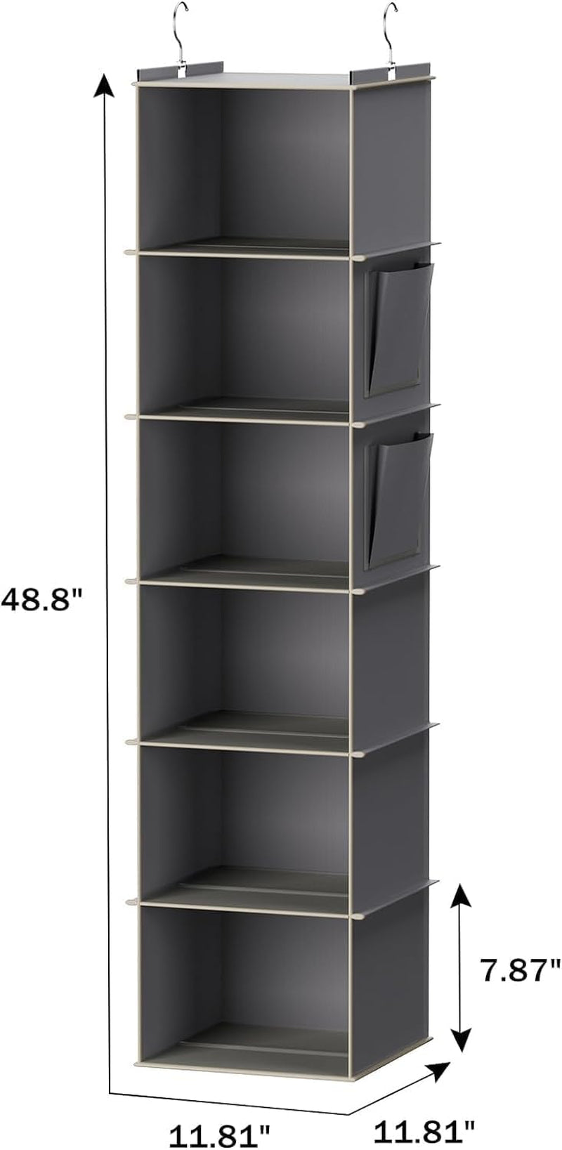Hanging Closet Organizer and Storage, 6-Shelf Closet Hanging Storage Shelves, Grey